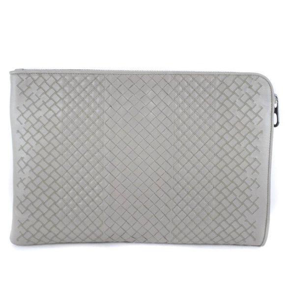 BOTTEGAVENETA Intrecciato Clutch bag gray Calfskin mens
